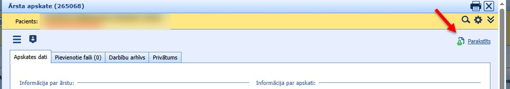 Dokuments ar statusu Parakstīts