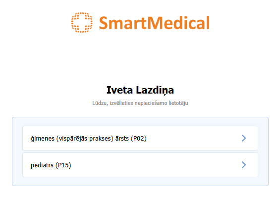 SmartMedical user profile selection screen