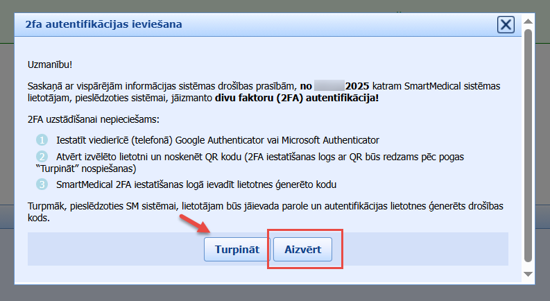 2FA ieviešanas logs